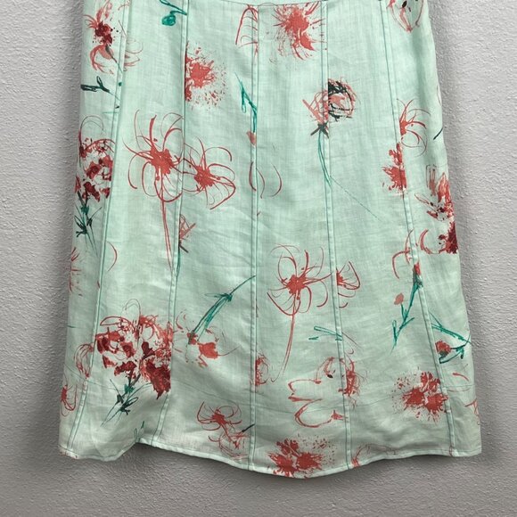 Ann Taylor Women's 100% Linen Blue Printed Sleeveless A Line Dress Size 4P - Picture 2 of 7